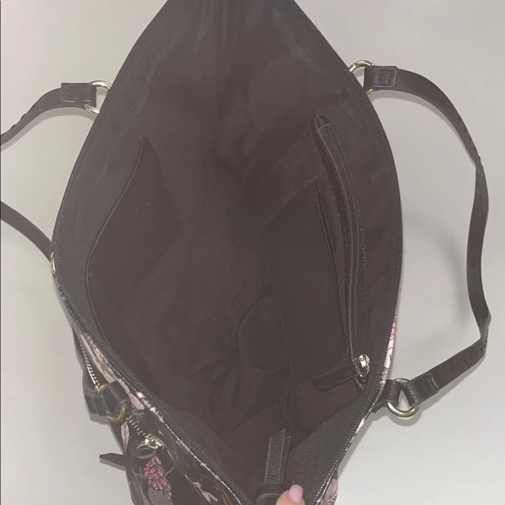 Liz Claiborne large Floral Black Tote Bag / preowned